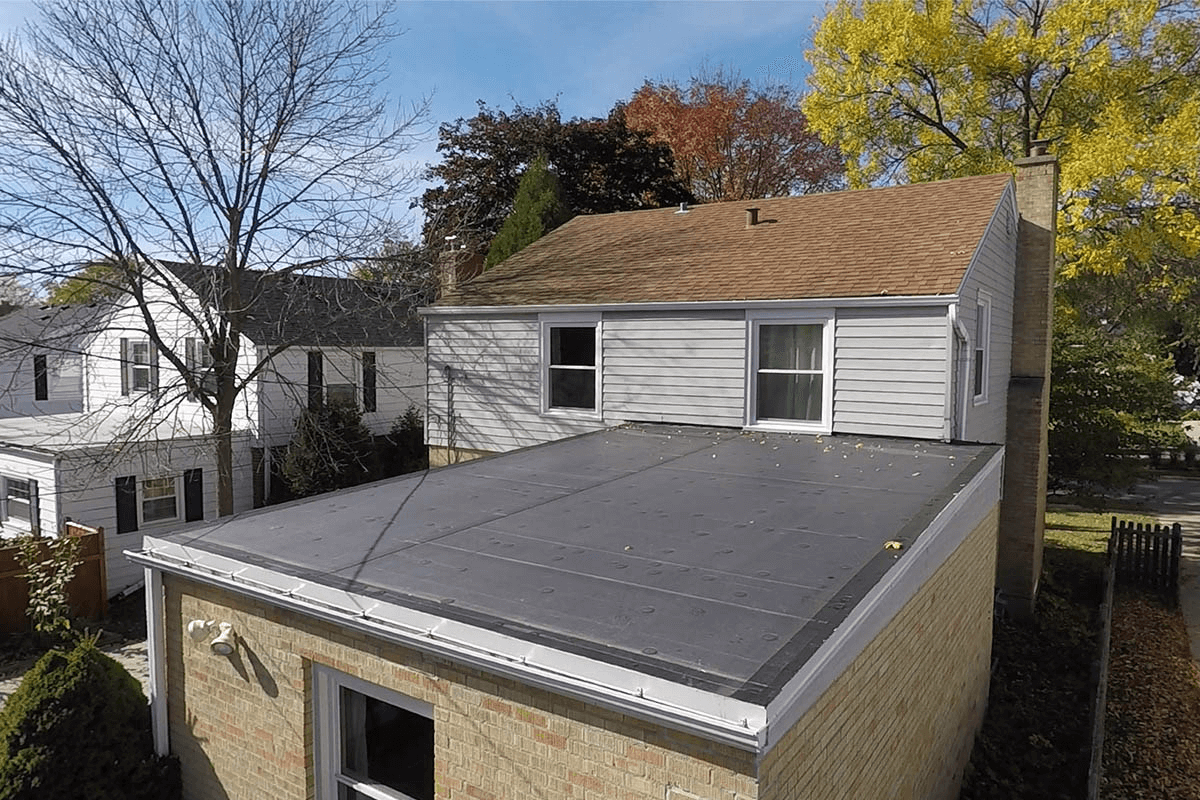 EPDM rubber flat roof on residential addition — Vermont