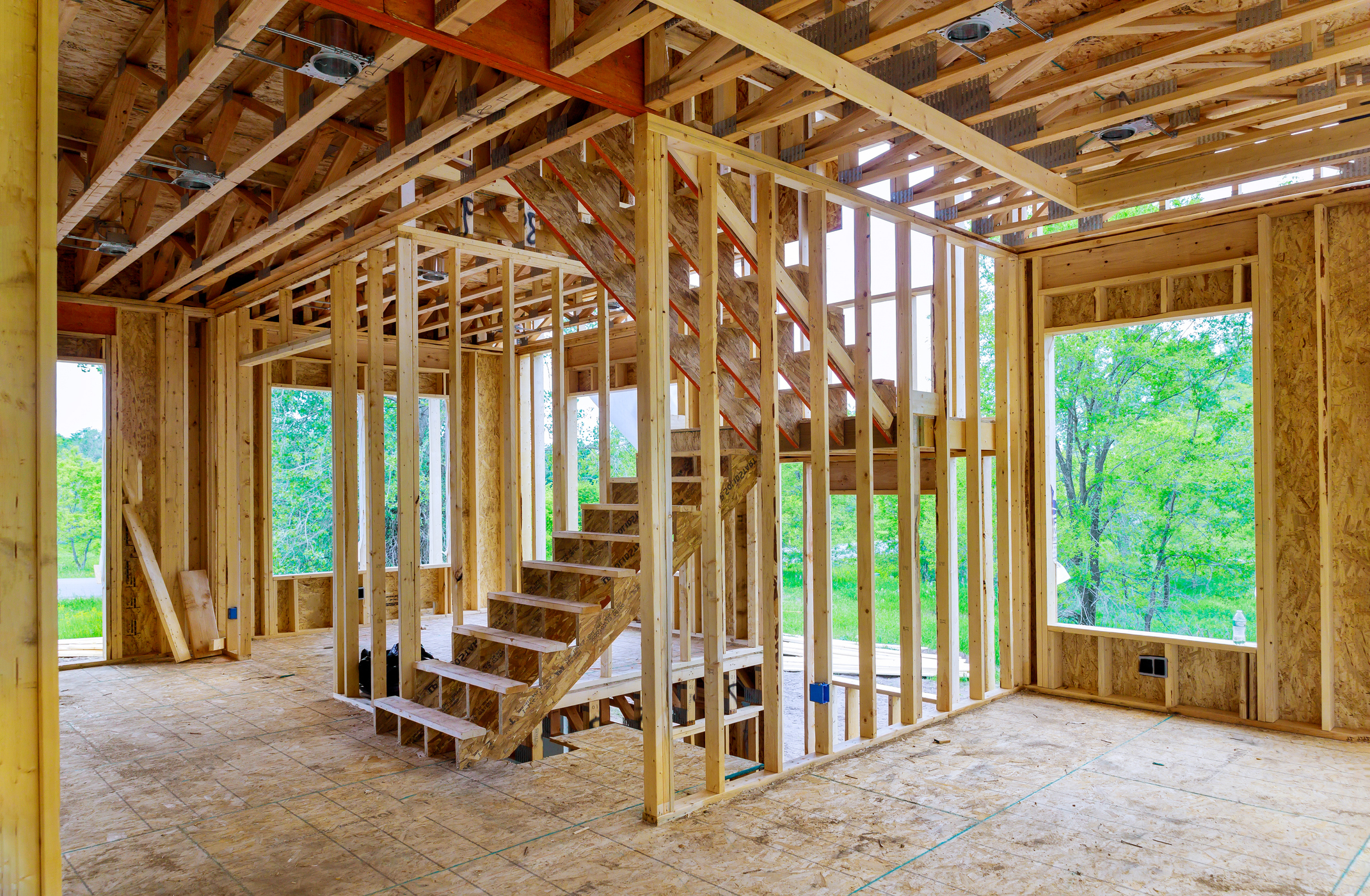 Interior wood platform framing — Vermont commercial construction