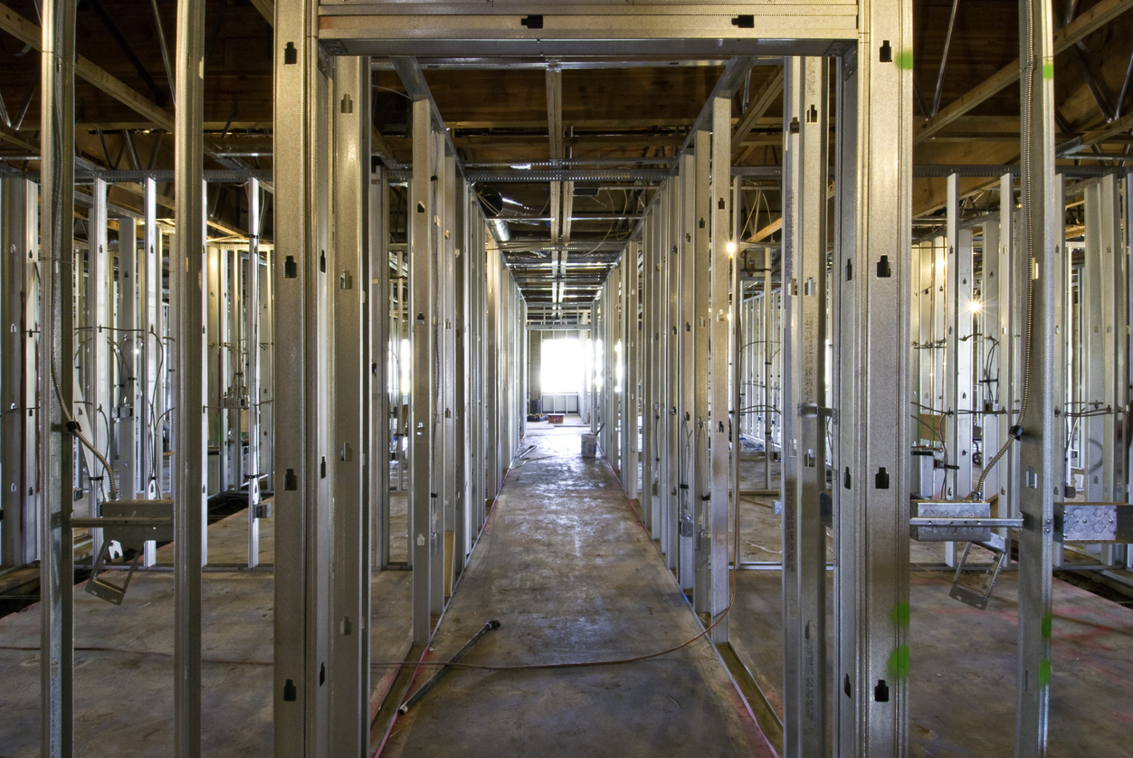 Commercial steel stud framing — interior light gauge metal frame construction